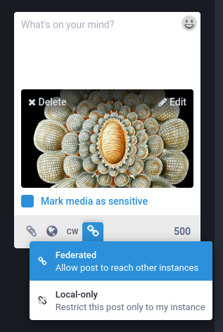 A picture marked sensitive in a public federated post.